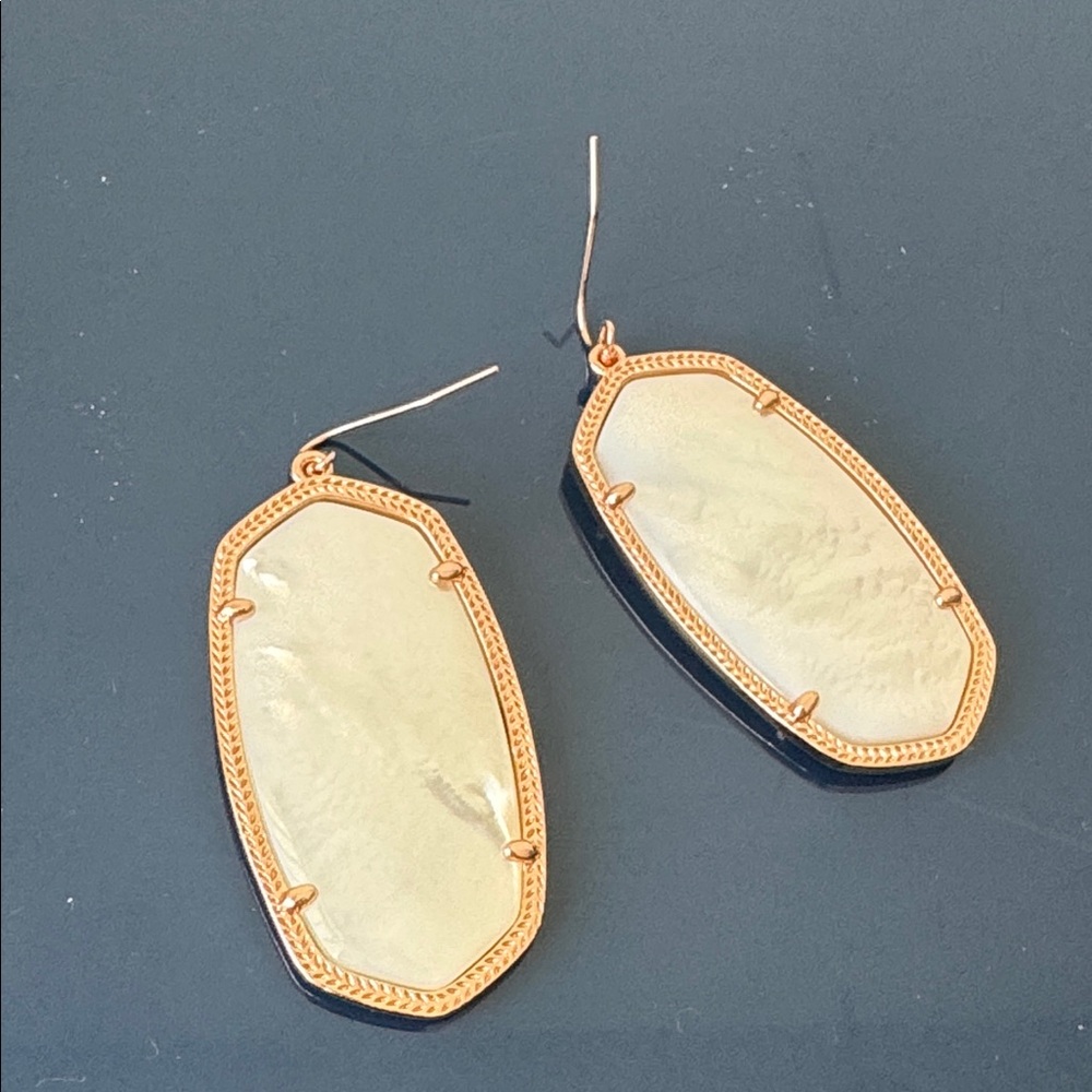 Kendra Scott Danielle Rose Gold and Ivory Mother of Pearl Stone Earrings - Picture 5 of 8